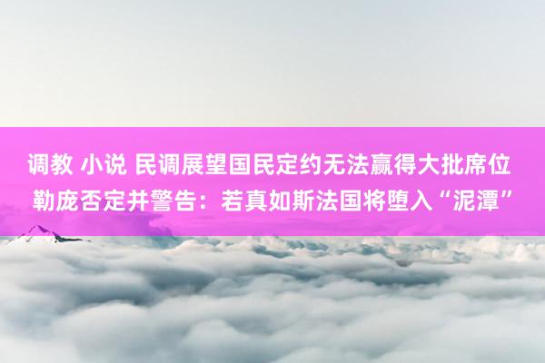 调教 小说 民调展望国民定约无法赢得大批席位 勒庞否定并警告：若真如斯法国将堕入“泥潭”