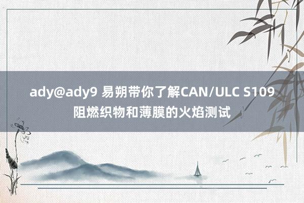 ady@ady9 易朔带你了解CAN/ULC S109阻燃织物和薄膜的火焰测试