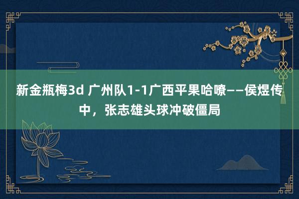 新金瓶梅3d 广州队1-1广西平果哈嘹——侯煜传中，张志雄头球冲破僵局