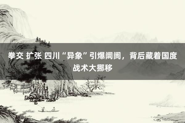 拳交 扩张 四川“异象”引爆阛阓，背后藏着国度战术大挪移