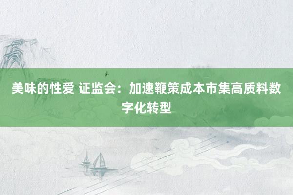 美味的性爱 证监会：加速鞭策成本市集高质料数字化转型