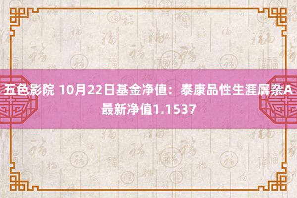 五色影院 10月22日基金净值：泰康品性生涯羼杂A最新净值1.1537