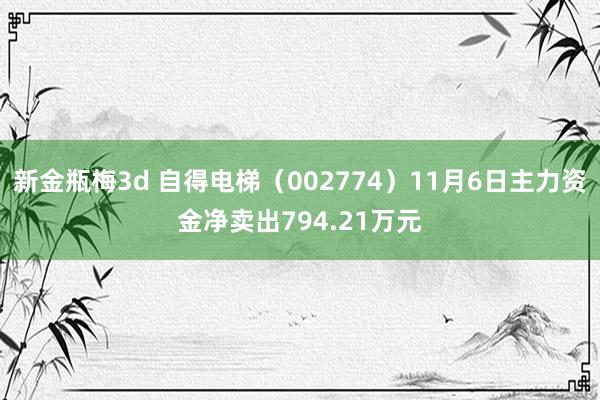 新金瓶梅3d 自得电梯（002774）11月6日主力资金净卖出794.21万元