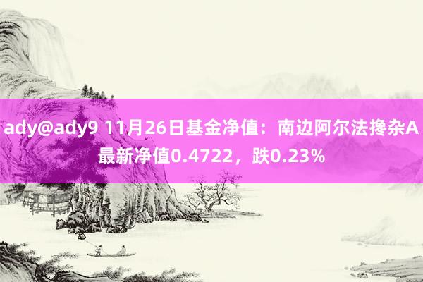 ady@ady9 11月26日基金净值：南边阿尔法搀杂A最新净值0.4722，跌0.23%