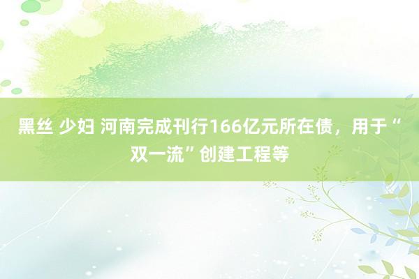 黑丝 少妇 河南完成刊行166亿元所在债，用于“双一流”创建工程等