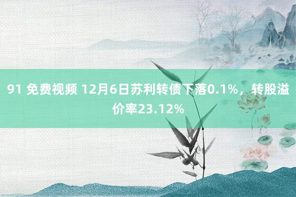 91 免费视频 12月6日苏利转债下落0.1%，转股溢价率23.12%