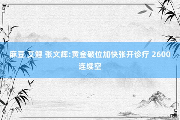 麻豆 艾鲤 张文辉:黄金破位加快张开诊疗 2600连续空