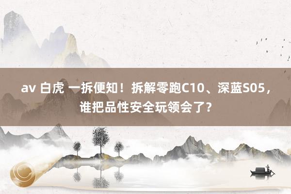 av 白虎 一拆便知！拆解零跑C10、深蓝S05，谁把品性安全玩领会了？