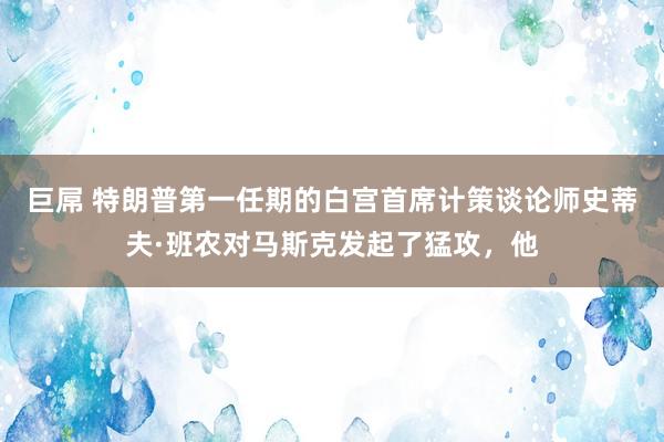 巨屌 特朗普第一任期的白宫首席计策谈论师史蒂夫·班农对马斯克发起了猛攻，他