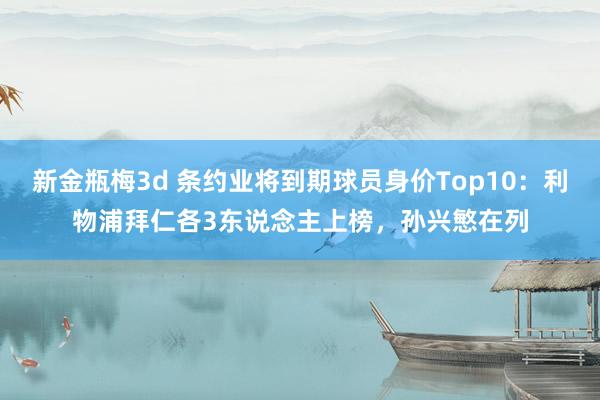 新金瓶梅3d 条约业将到期球员身价Top10：利物浦拜仁各3东说念主上榜，孙兴慜在列