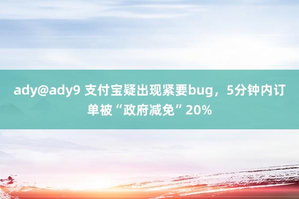 ady@ady9 支付宝疑出现紧要bug，5分钟内订单被“政府减免”20%